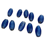 Blue Silver Foil Oval Beads 18mm Vintage
