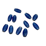 Blue Silver Foil Oval Beads 18mm
