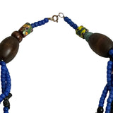 Mixed African Trade Bead Necklace Six Strands Blue
