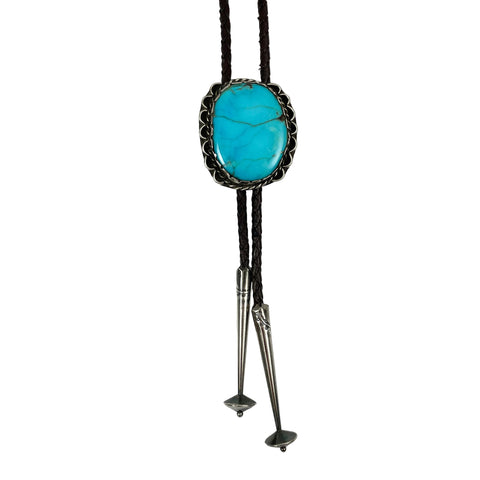 Vintage Turquoise Gemstone Bolo Tie Native American