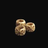 Large Bone Carved Barrel Beads Vintage
