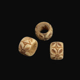 Large Bone Carved Barrel Beads Vintage