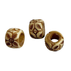 Large Bone Carved Barrel Beads 22mm - 3