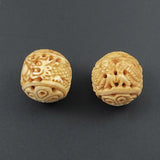 Large Bone Carved Dragon Beads Chinese