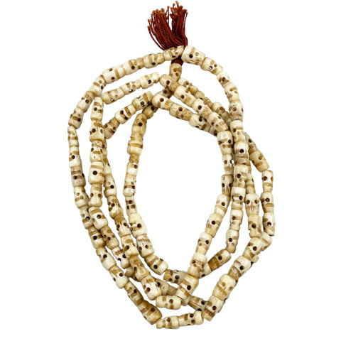 Carved Bone Skull Mala Bead Necklace Tibet