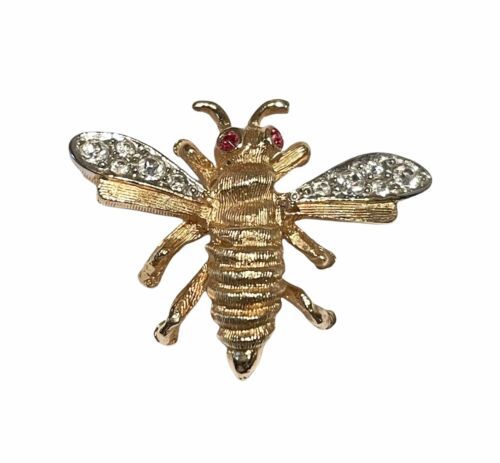 Boucher Gold Filled Bee Pin Rhinestone Vintage