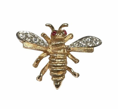 Boucher Gold Filled Bee Pin Rhinestone Vintage