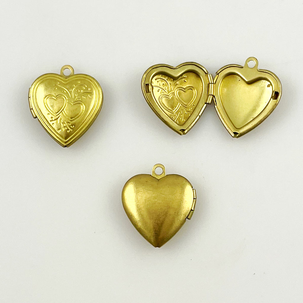 Brass Heart Lockets 23 x 20mm