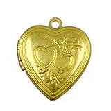 Brass Heart Lockets 23 x 20mm