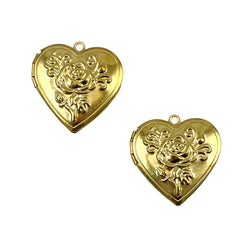 Large Brass Heart Lockets 28mm Pendants