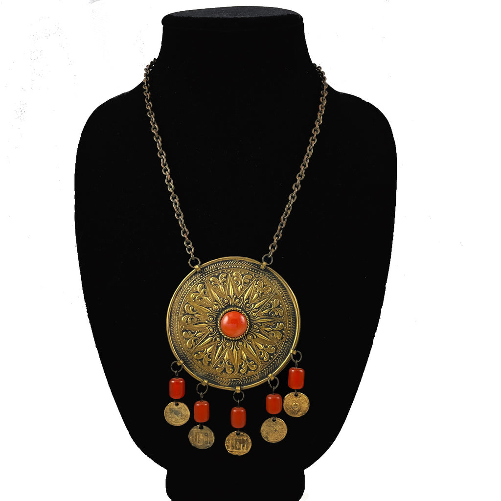 Artisan Brass Pendant Necklace Made in Israel