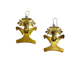 Mayan Pre-Columbian Bird Eagle Replica Brass Earrings