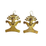 Brass Mayan Pre-Columbian Bird Eagle Replica Earrings