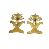 Brass Mayan Pre-Columbian Bird Eagle Replica Earrings