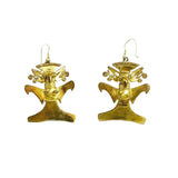 Brass Mayan Pre-Columbian Bird Eagle Replica Earrings