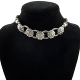 Brighton Silver & Leather Floral Choker 