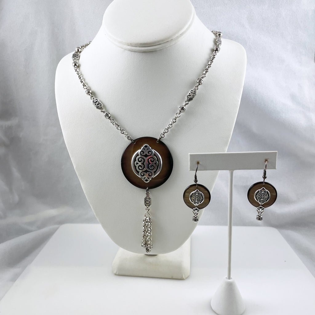 Penne Rigate Necklace and Earrings Set, Sterling Silver - Delicacies
