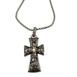 Brighton Silver & Crystal Cross Necklace Vintage