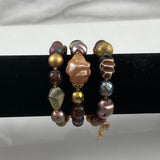 Vintage Brown Gold Bead Glass Necklace and Bracelet German