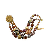 Vintage Brown Gold Bead Glass Bracelet German