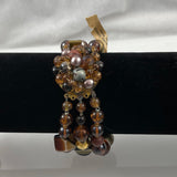 Vintage Brown Gold Bead Glass Necklace and Bracelet German