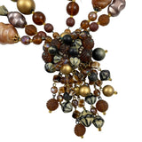 Vintage Brown Gold Bead Glass Necklace and Bracelet German