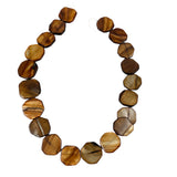 Brown Mother of Pearl Flat Rounds Bead Strands 18mm