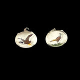 Pair Intaglio Crystal Duck Pheasant Bubble Charms