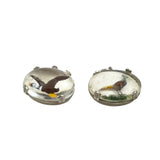Pair Intaglio Crystal Duck Pheasant Bubble Charms