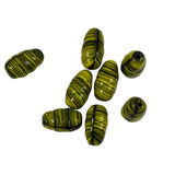 Yellow & Black Venetian Striped Oval Glass Trade Beads Yellow Jackets