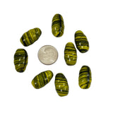 Yellow & Black Venetian Striped Oval Glass Trade Beads Yellow Jackets