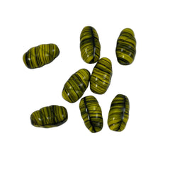 Yellow & Black Venetian Striped Oval Glass Trade Beads Yellow Jackets