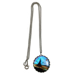 Vintage Blue Butterfly Wing Pendant Necklace 1950's
