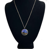 Vintage Blue Butterfly Wing Pendant Necklace 1950's
