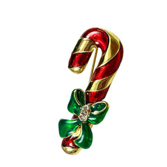 Enamel Candy Cane Brooch Pin Holiday Christmas
