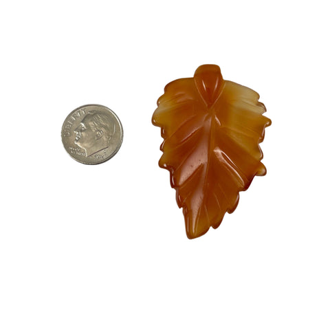 Large Natural Carnelian Gemstone Carved Leaf Beads
