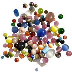 Chinese Cat's Eye Glass Bead Mix - 50 grams Fiber Optic