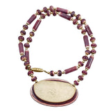 Pink Ceramic Beaded Floral Necklace Vintage