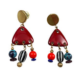 Funky Ceramic Red Beaded Earrings