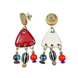 Funky Ceramic Red Beaded Earrings