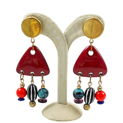 Artsy Ceramic Red Beaded Earrings