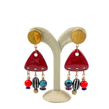 Funky Ceramic Red Beaded Earrings