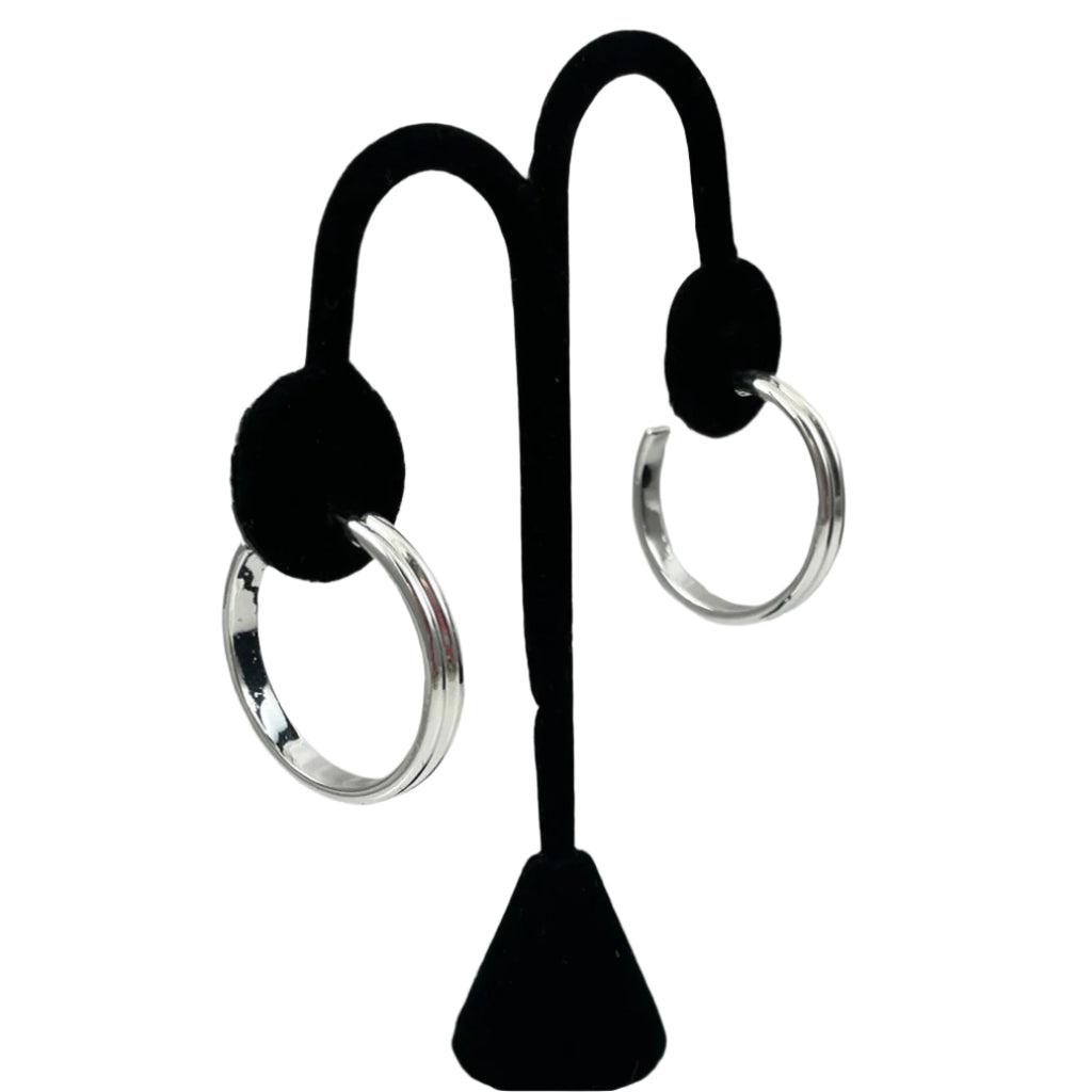 Large Silver Hoop Earrings by Chaps