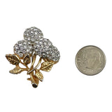 Gold Rhinestone Floral Vintage Brooch