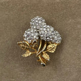 Gold Rhinestone Floral Vintage Brooch