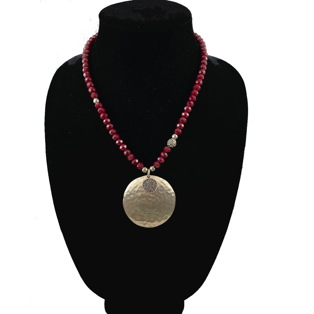 Red Jade Beaded Pendant Necklace by Chico's