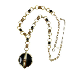 Chico's Gold & Black Long Pendant Necklace
