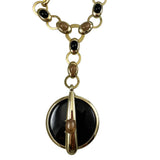 Chico's Gold & Black Pendant Necklace Vintage