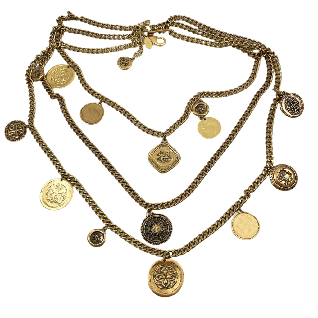 Chico's Multi-Strand Gold Coin Necklace Long