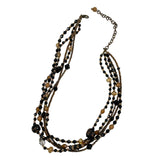 Chico's Multi Strand Black & Gold Beaded Necklace